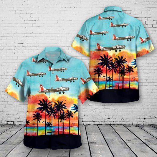Air Force Hawaiian Shirt, US Air Force Boeing B-17G Flying Fortress Aluminum Overcast Hawaiian Shirt, Airplane Hawaiian Shirt, Military Aloha Shirts