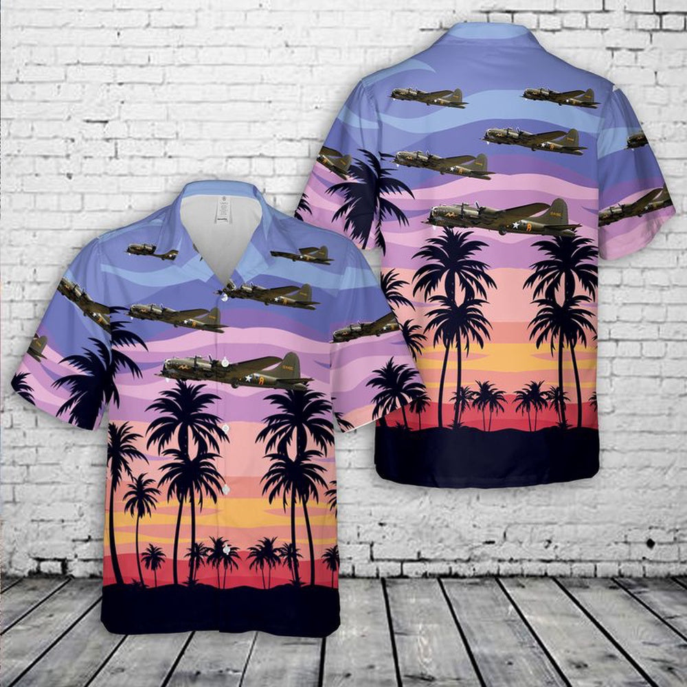 Air Force Hawaiian Shirt, US Air Force Boeing B-17G Flying Fortress Sally B Hawaiian Shirt, Airplane Hawaiian Shirt, Military Aloha Shirts