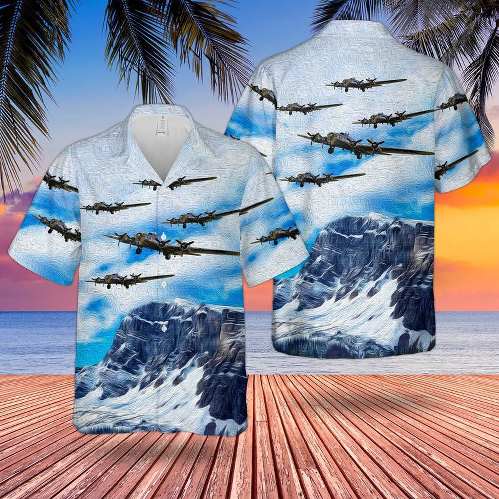 Air Force Hawaiian Shirt, US Air Force Boeing B-17 Flying Fortress Chuckie Hawaiian Shirt, Airplane Hawaiian Shirt, Military Aloha Shirts