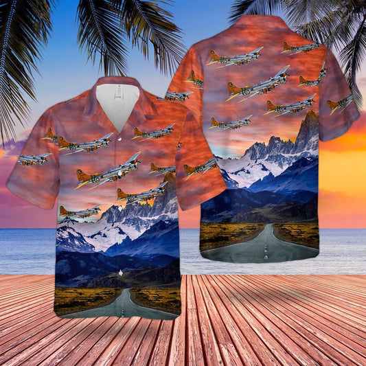 Air Force Hawaiian Shirt, US Air Force Boeing B-17 Flying Fortress Fuddy Duddy Hawaiian Shirt, Airplane Hawaiian Shirt, Military Aloha Shirts