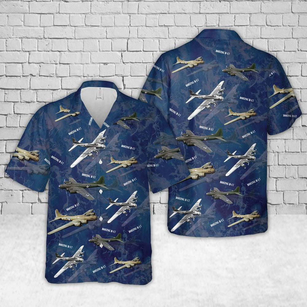 Air Force Hawaiian Shirt, US Air Force Boeing B-17 Flying Fortress In WW2 Hawaiian Shirt, Airplane Hawaiian Shirt, Military Aloha Shirts