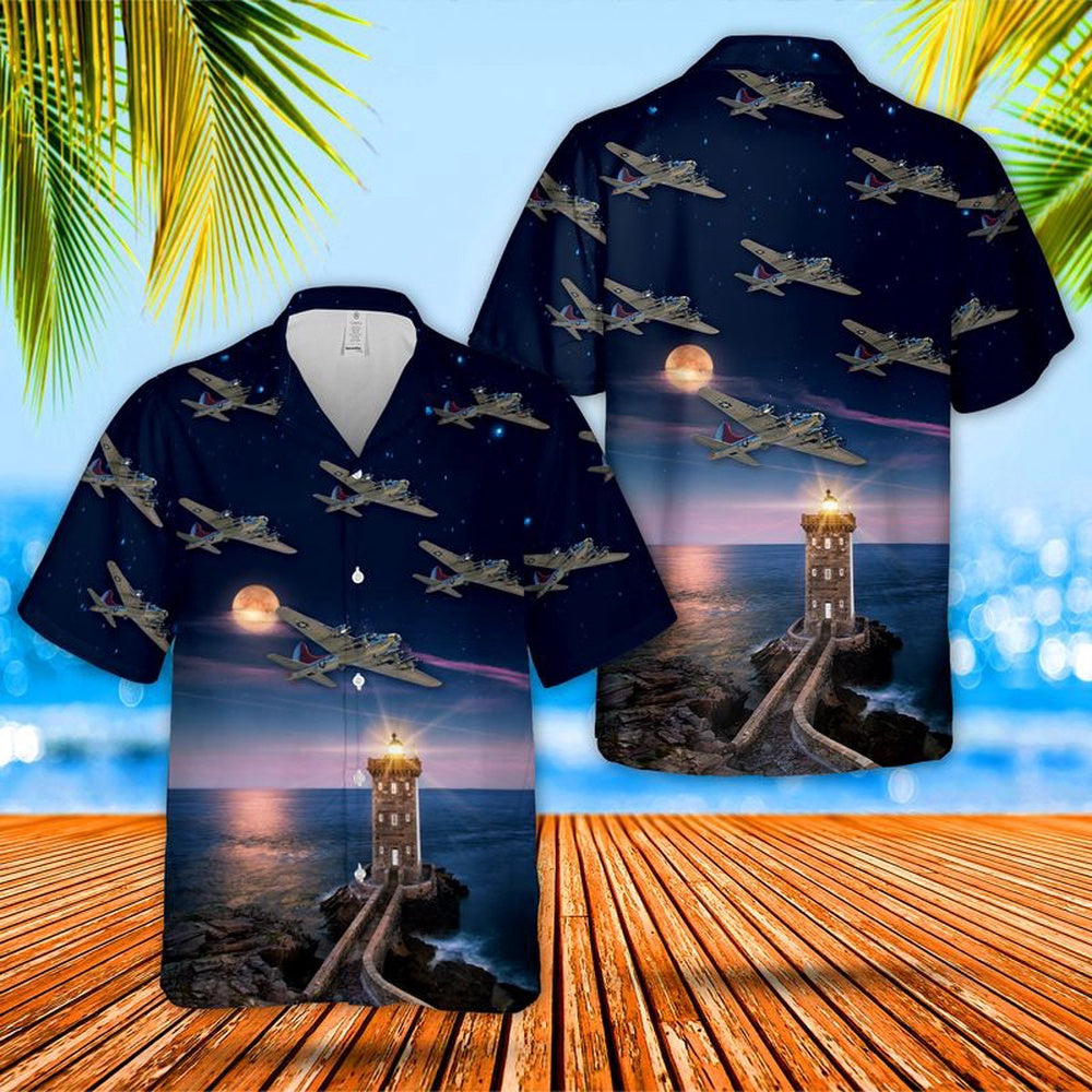 Air Force Hawaiian Shirt, US Air Force Boeing B-17 Flying Fortress Miss Angela Hawaiian Shirt, Airplane Hawaiian Shirt, Military Aloha Shirts