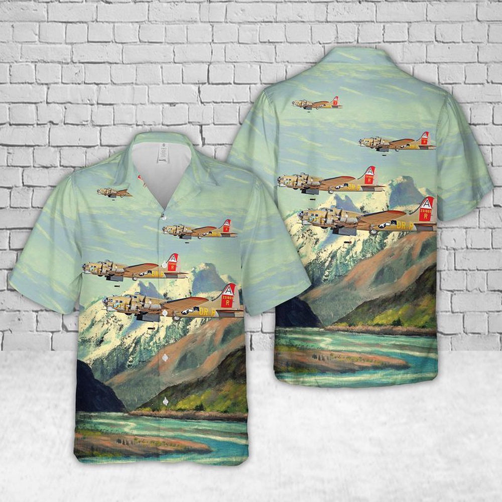 Air Force Hawaiian Shirt, US Air Force Boeing B-17 Flying Fortress Nine o Nine Hawaiian Shirt, Airplane Hawaiian Shirt, Military Aloha Shirts