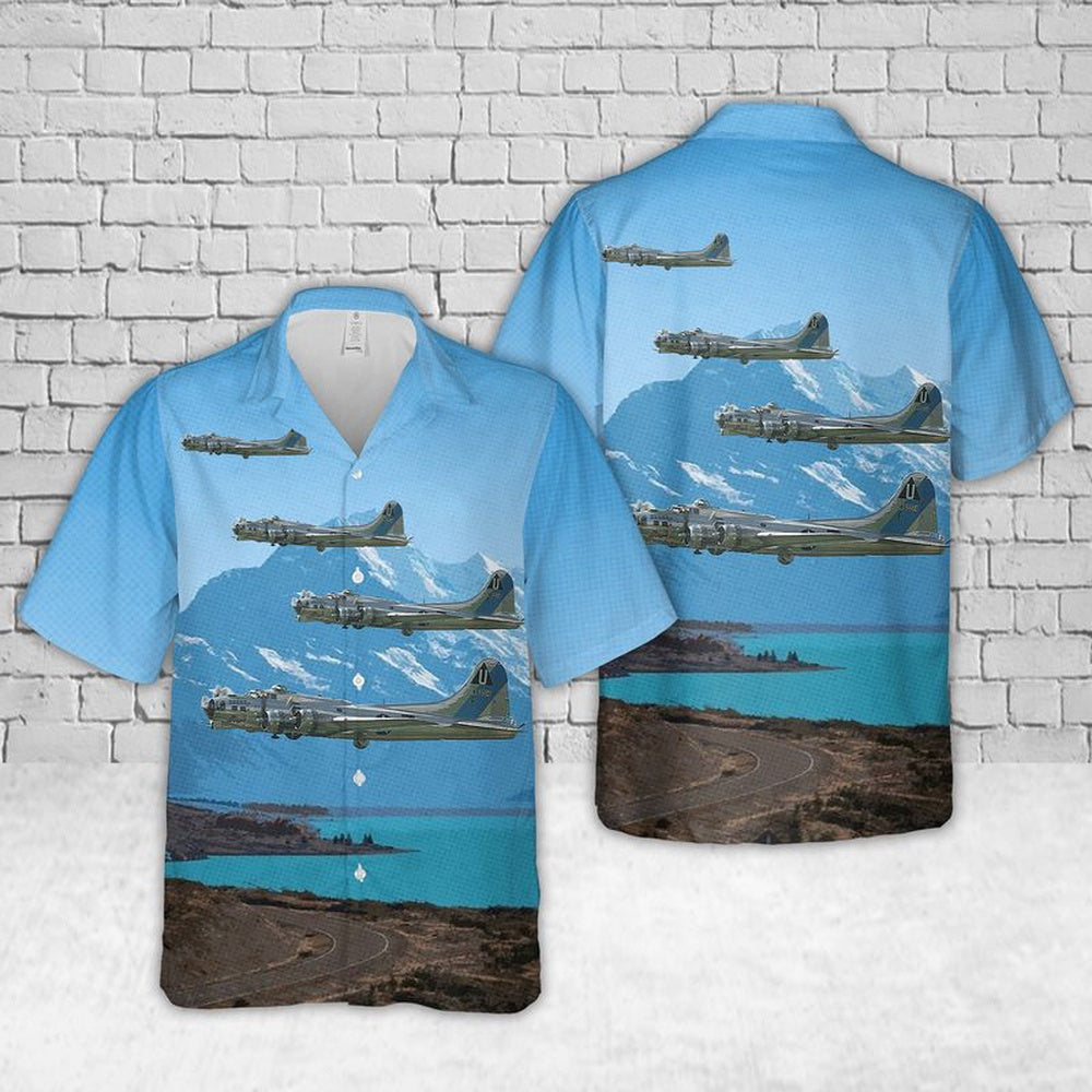 Air Force Hawaiian Shirt, US Air Force Boeing B-17 Flying Fortress Sentimental Journey Hawaiian Shirt, Airplane Hawaiian Shirt, Military Aloha Shirts