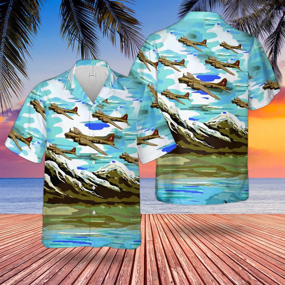 Air Force Hawaiian Shirt, US Air Force Boeing B-17 Flying Fortress Thunderbird Hawaiian Shirt, Airplane Hawaiian Shirt, Military Aloha Shirts