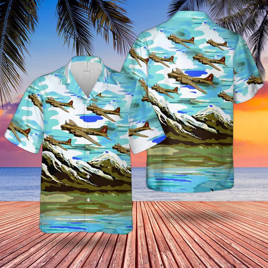 Air Force Hawaiian Shirt, US Air Force Boeing B-17 Flying Fortress Thunderbird Hawaiian Shirt, Airplane Hawaiian Shirt, Military Aloha Shirts