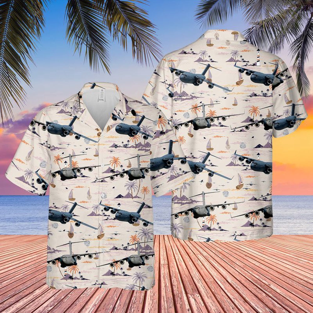 Air Force Hawaiian Shirt, US Air Force Boeing C-17 Globemaster III Hawaiian Shirt, Airplane Hawaiian Shirt, Military Aloha Shirts