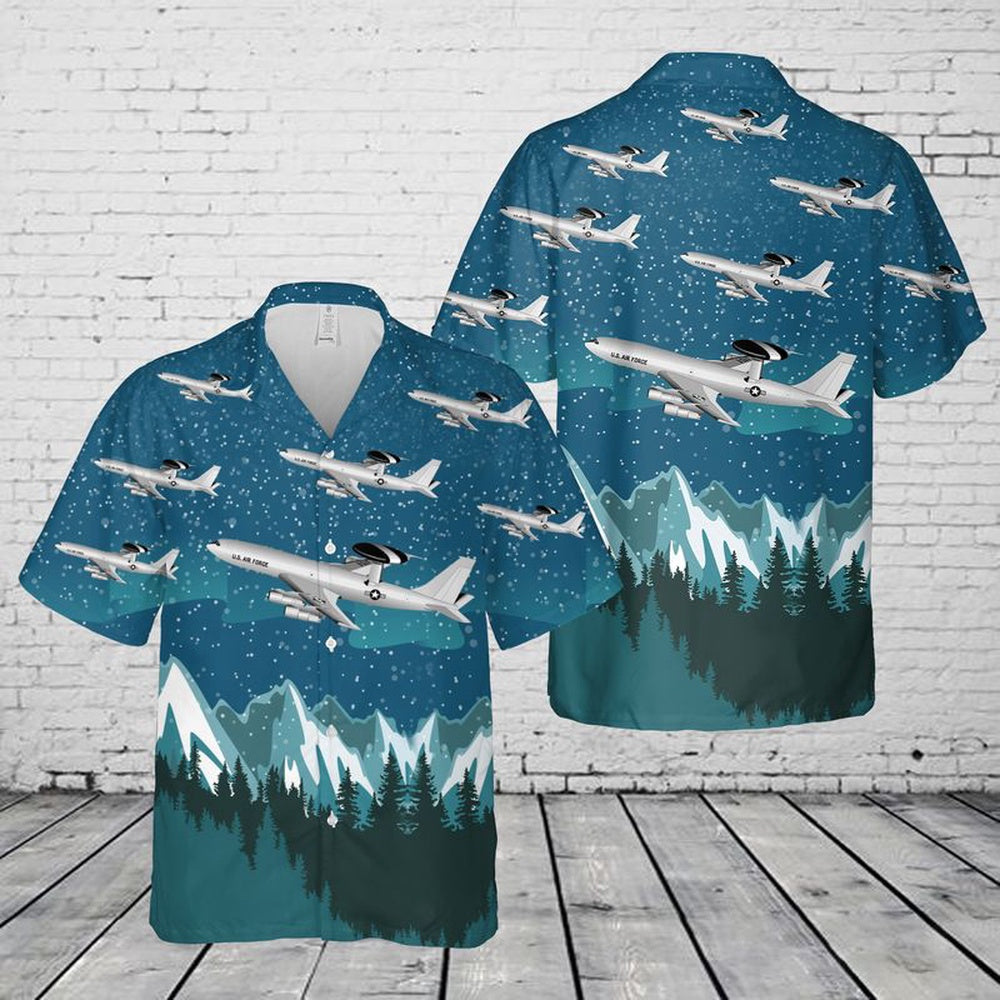 Air Force Hawaiian Shirt, US Air Force Boeing E-3 Sentry Hawaiian Shirt, Airplane Hawaiian Shirt, Military Aloha Shirts