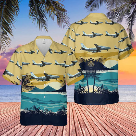 Air Force Hawaiian Shirt, US Air Force Boeing EC-135 Looking Glass Hawaiian Shirt, Airplane Hawaiian Shirt, Military Aloha Shirts