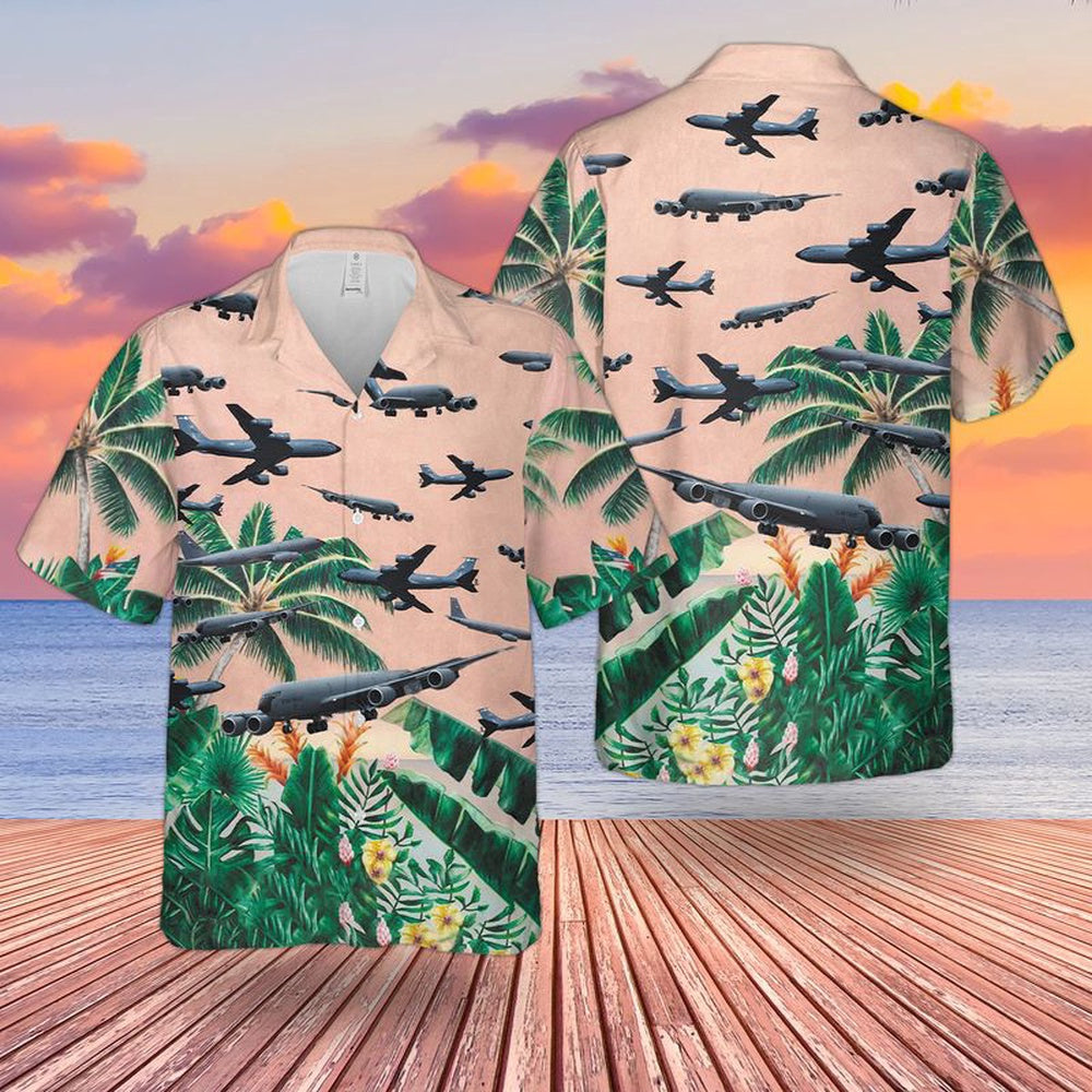 Air Force Hawaiian Shirt, US Air Force Boeing KC-135R Hawaiian Shirt, Airplane Hawaiian Shirt, Military Aloha Shirts