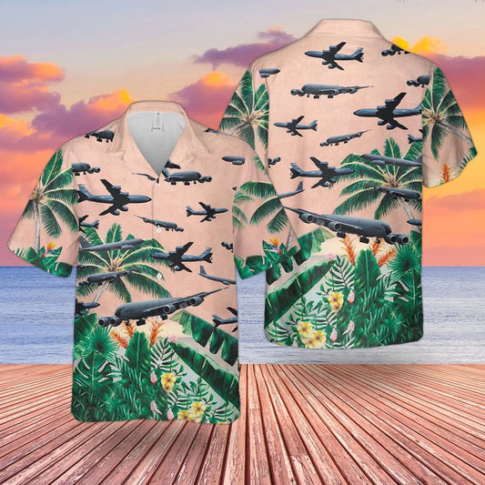 Air Force Hawaiian Shirt, US Air Force Boeing KC-135R Hawaiian Shirt, Airplane Hawaiian Shirt, Military Aloha Shirts