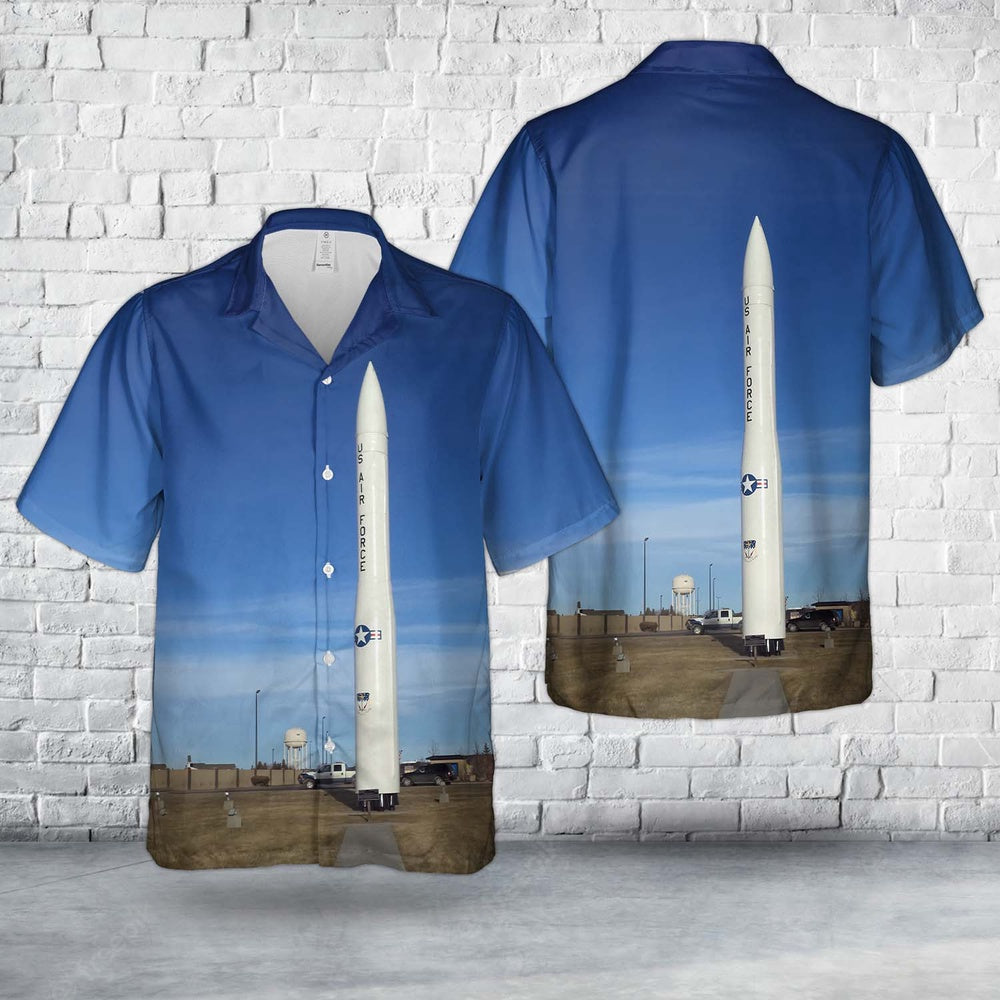 Air Force Hawaiian Shirt, US Air Force Boeing LGM-30G Minuteman III ICBM Hawaiian Shirt, Airplane Hawaiian Shirt, Military Aloha Shirts