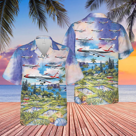 Air Force Hawaiian Shirt, US Air Force Boeing VC-137A Hawaiian Shirt, Airplane Hawaiian Shirt, Military Aloha Shirts