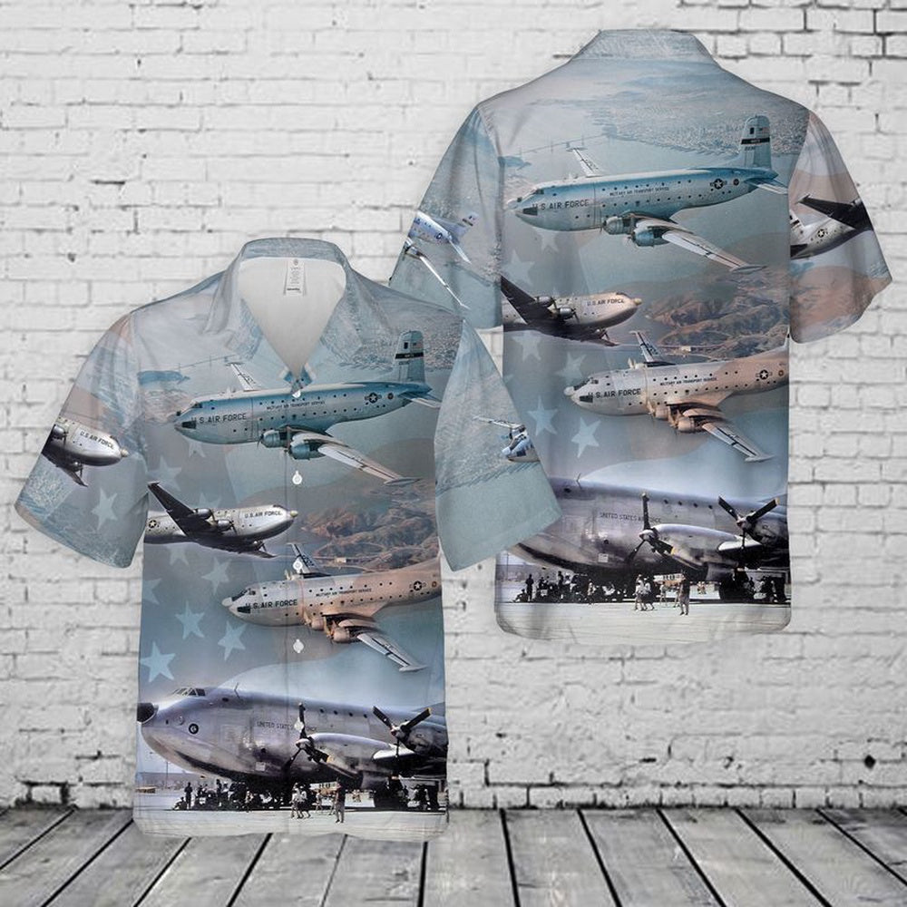 Air Force Hawaiian Shirt, US Air Force C-124 Globemaster II Old Shaky Hawaiian Shirt, Airplane Hawaiian Shirt, Military Aloha Shirts