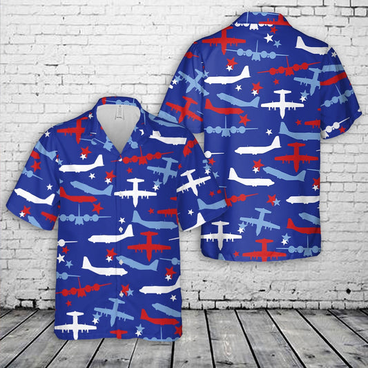 Air Force Hawaiian Shirt, US Air Force C-130 Hercules, 4th of July Seamless Hawaiian Shirt, Airplane Hawaiian Shirt, Military Aloha Shirts