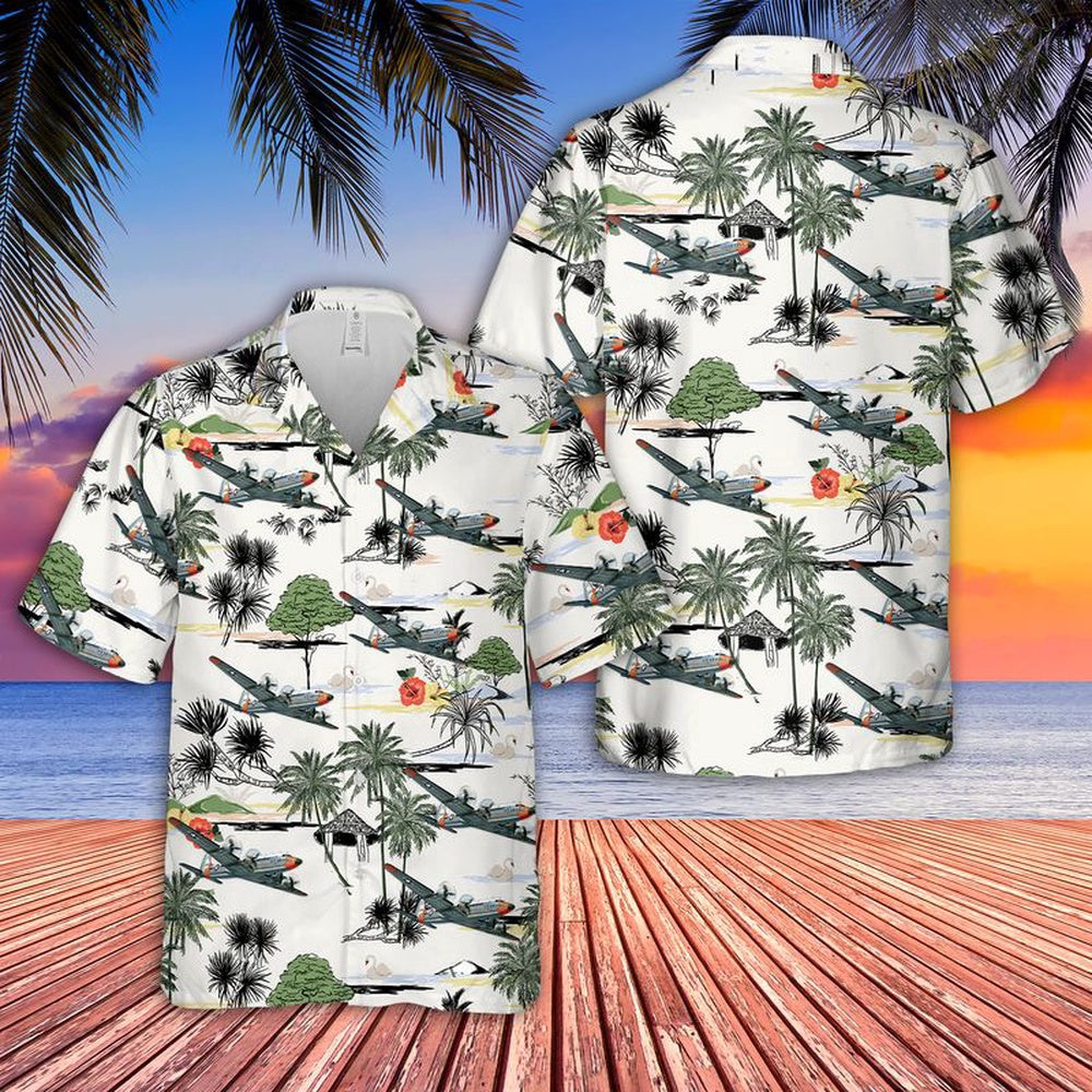 Air Force Hawaiian Shirt, US Air Force C-54D Skymaster Hawaiian Shirt, Airplane Hawaiian Shirt, Military Aloha Shirts