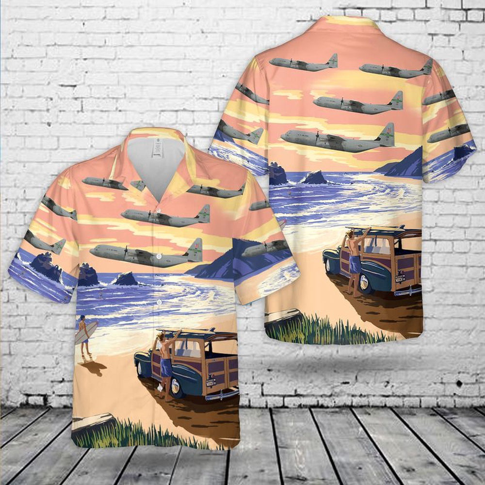 Air Force Hawaiian Shirt, US Air Force California Air National Guard 115th Airlift Squadron Super Hercules C130J-30 Hawaiian Shirt