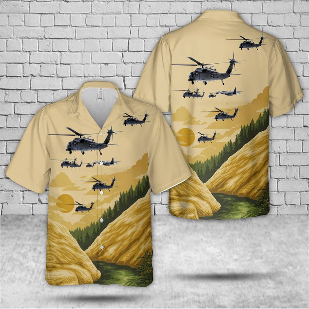 Air Force Hawaiian Shirt, US Air Force California Air National Guard 129th Rescue Wing HH-60G Pave Hawks And HC-130J Combat King II's Hawaiian Shirt