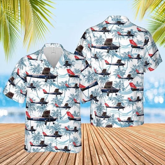 Air Force Hawaiian Shirt, US Air Force Civil Air Patrol Cessna 172P Skyhawk Hawaiian Shirt, Airplane Hawaiian Shirt, Military Aloha Shirts
