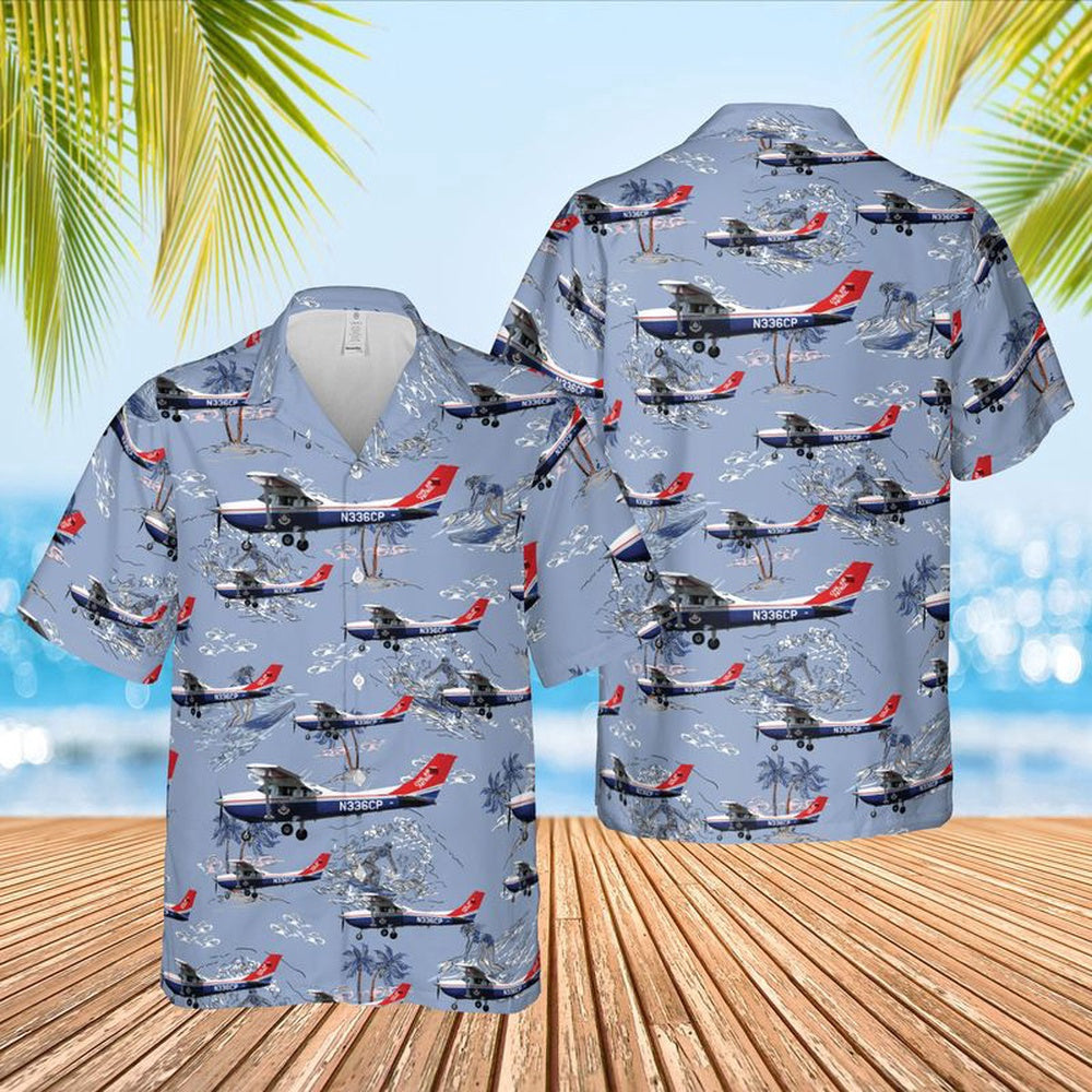 Air Force Hawaiian Shirt, US Air Force Civil Air Patrol Cessna T182T Turbo Skylane Hawaiian Shirt, Airplane Hawaiian Shirt, Military Aloha Shirts