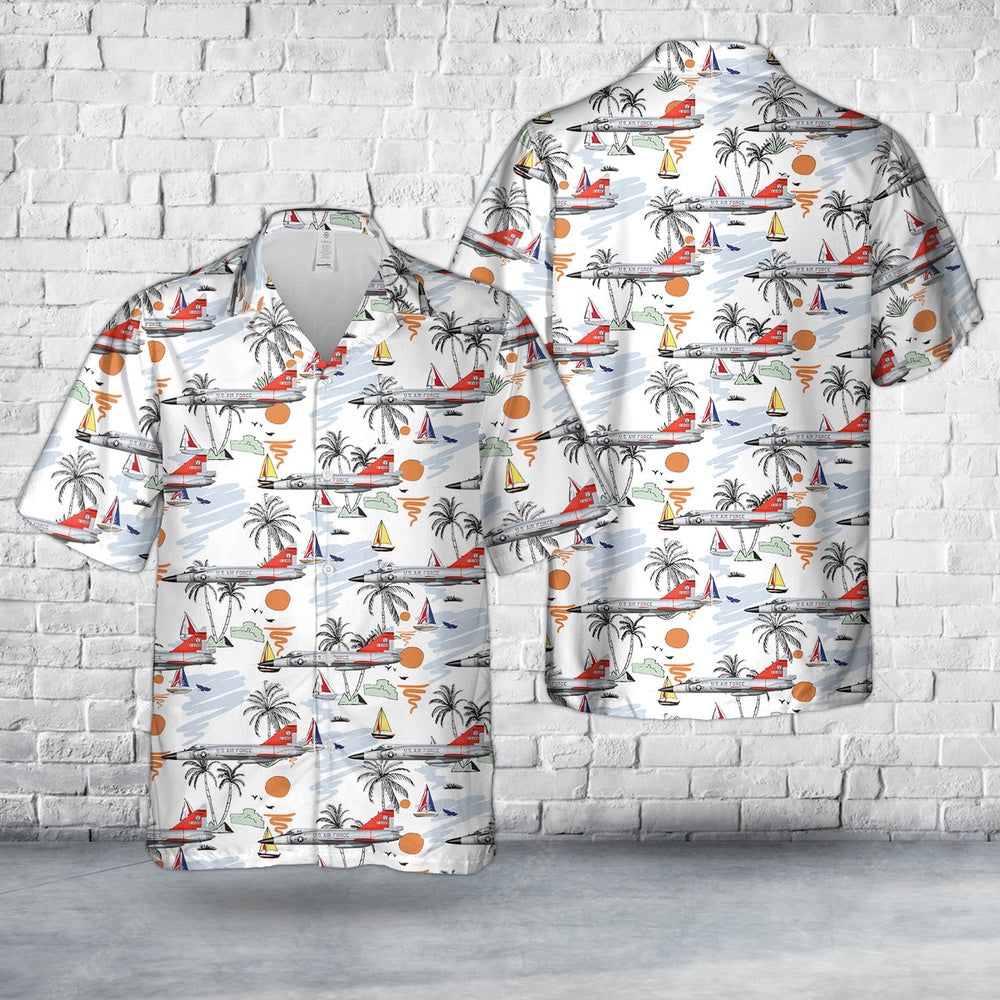 Air Force Hawaiian Shirt, US Air Force Convair F-102A Delta Dagger 56-1488 179 FIS Bulldogs Minnesota ANG Hawaiian Shirt, Airplane Hawaiian Shirt