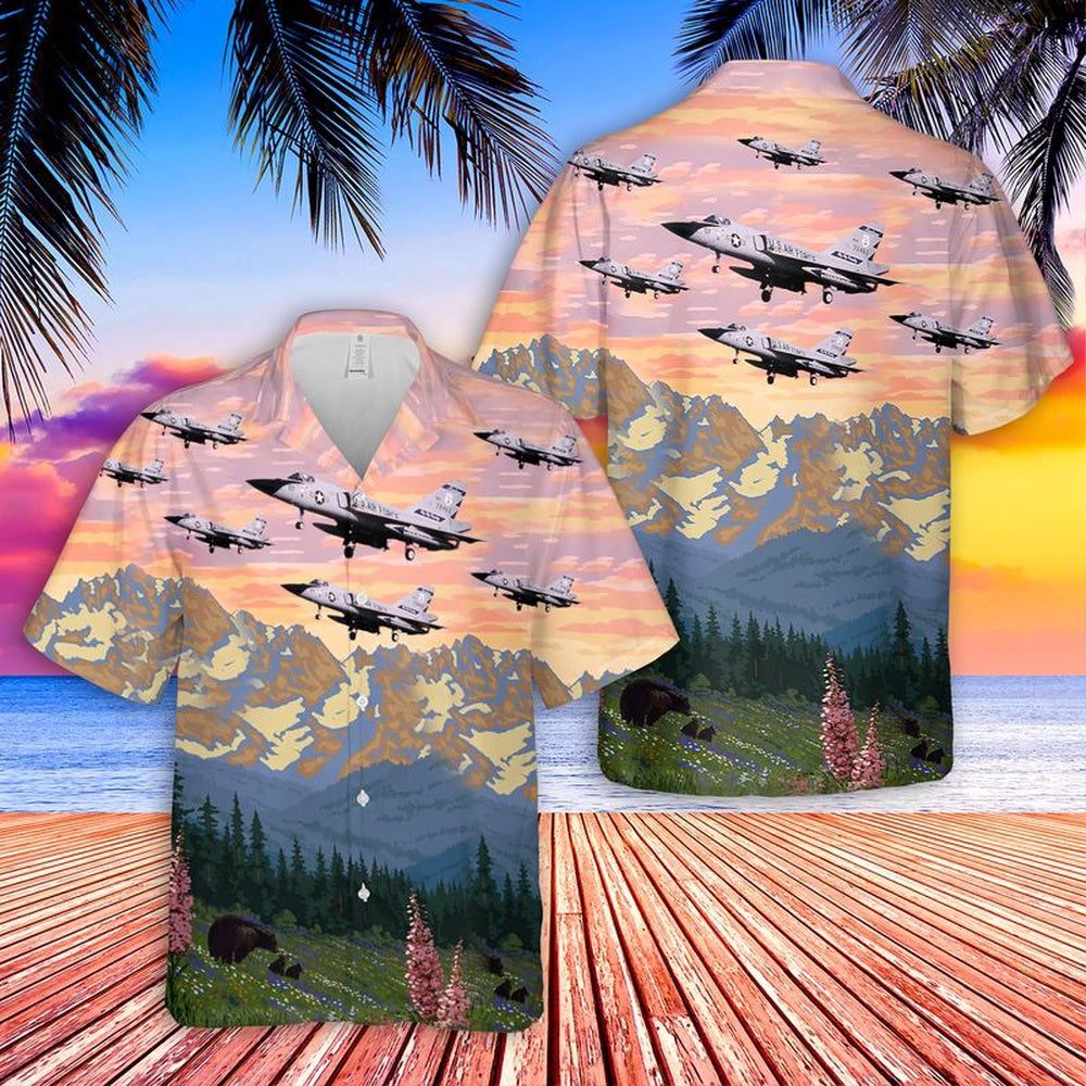 Air Force Hawaiian Shirt, US Air Force Convair F-106A Delta Dart Montana Hawaiian Shirt, Airplane Hawaiian Shirt, Military Aloha Shirts