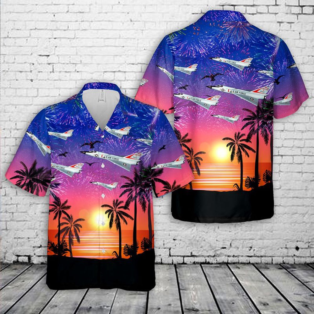 Air Force Hawaiian Shirt, US Air Force Convair F-106 Delta Dart New Jersey 4th Of July Hawaiian Shirt, Airplane Hawaiian Shirt, Military Aloha Shirts