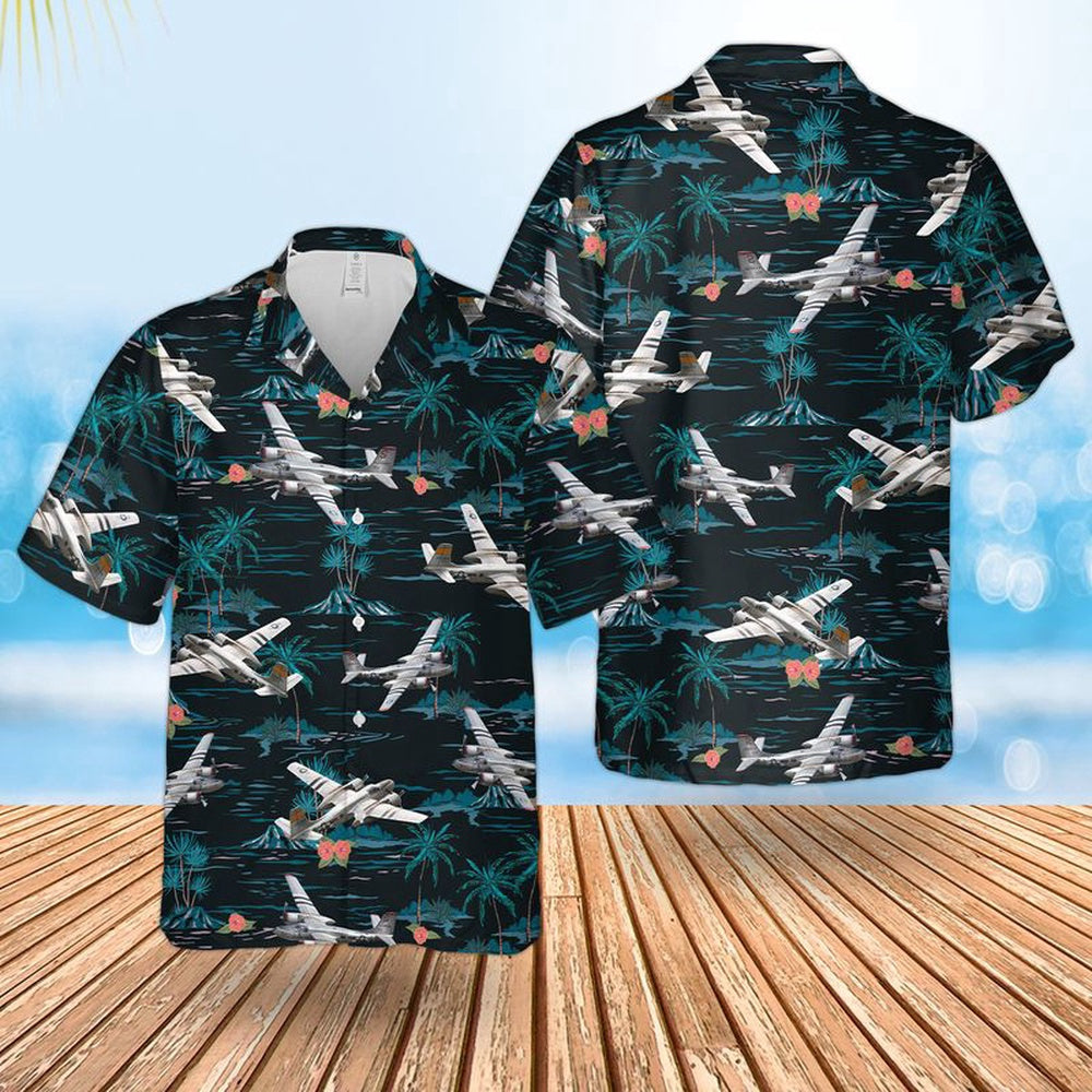 Air Force Hawaiian Shirt, US Air Force Douglas A-26 Invader Hawaiian Shirt, Airplane Hawaiian Shirt, Military Aloha Shirts