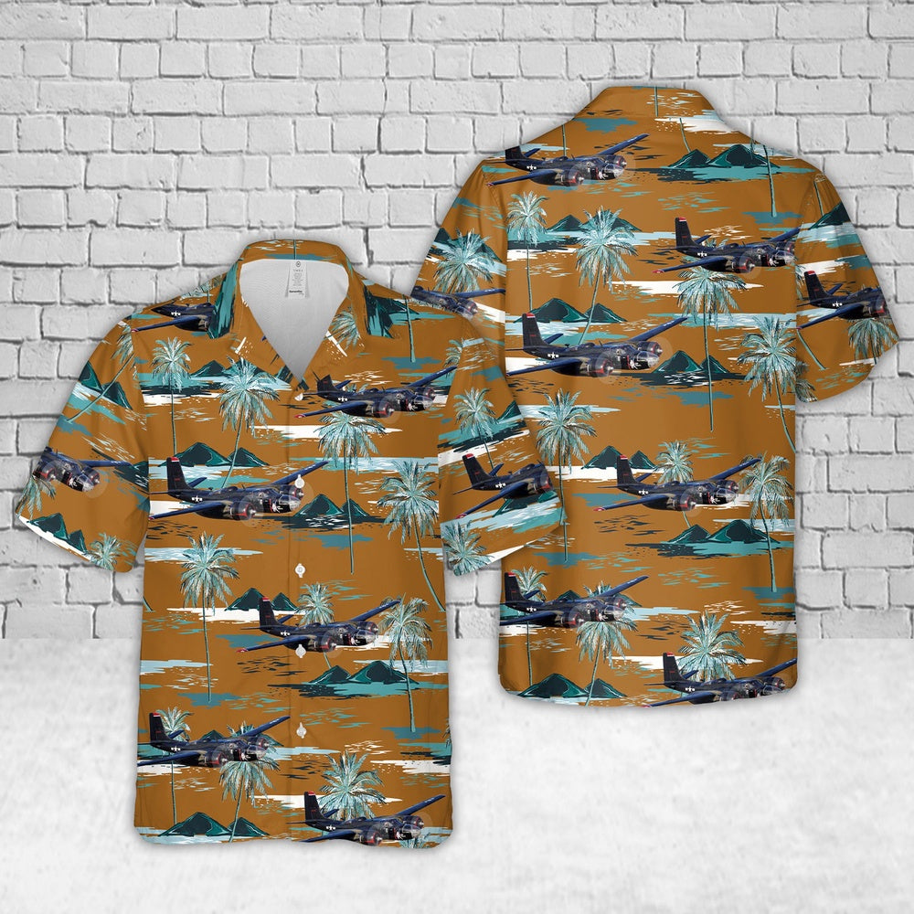 Air Force Hawaiian Shirt, US Air Force Douglas A-26 Invader In WWII Hawaiian Shirt, Airplane Hawaiian Shirt, Military Aloha Shirts