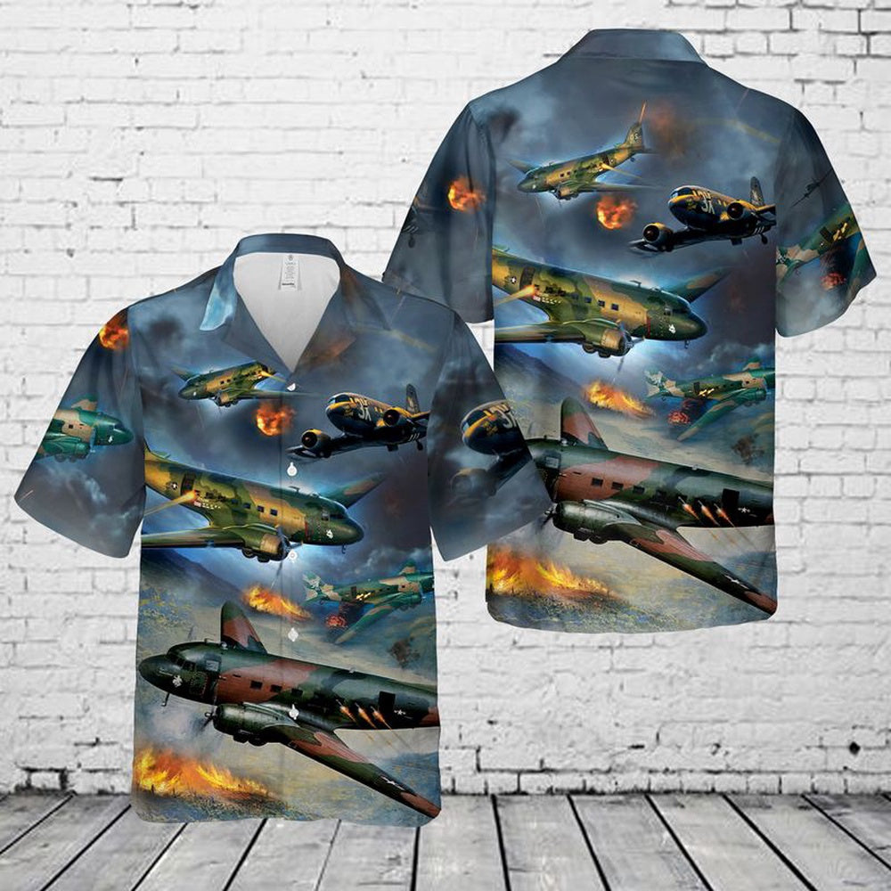 Air Force Hawaiian Shirt, US Air Force Douglas AC-47 Spooky Hawaiian Shirt, Airplane Hawaiian Shirt, Military Aloha Shirts