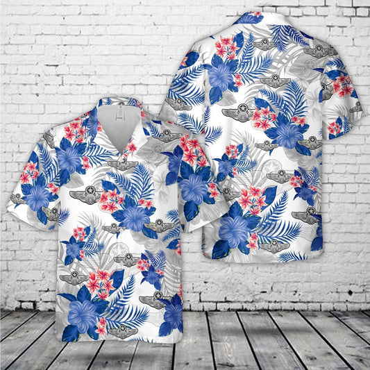 Air Force Hawaiian Shirt, US Air Force Enlisted Aircrew Master Wings Hawaiian Shirt, Airplane Hawaiian Shirt, Military Aloha Shirts