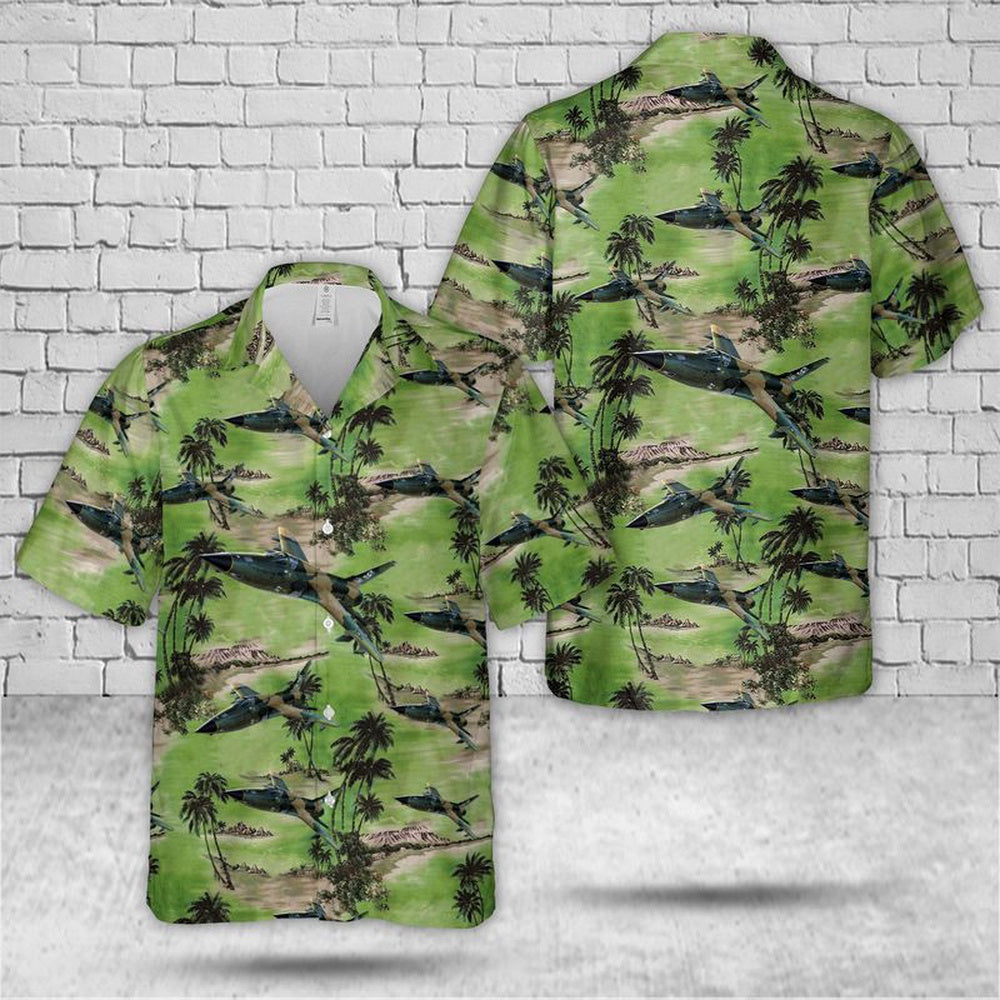 Air Force Hawaiian Shirt, US Air Force F-105 Wild Weasel Hawaiian Shirt, Airplane Hawaiian Shirt, Military Aloha Shirts