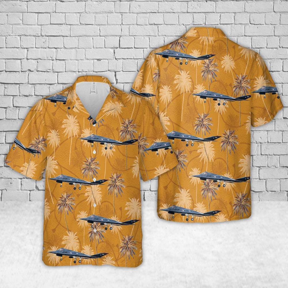 Air Force Hawaiian Shirt, US Air Force F-117A F-117 Nighthawk (Stealth Fighter) 40 Years of Owning the Night Hawaiian Shirt, Airplane Hawaiian Shirt