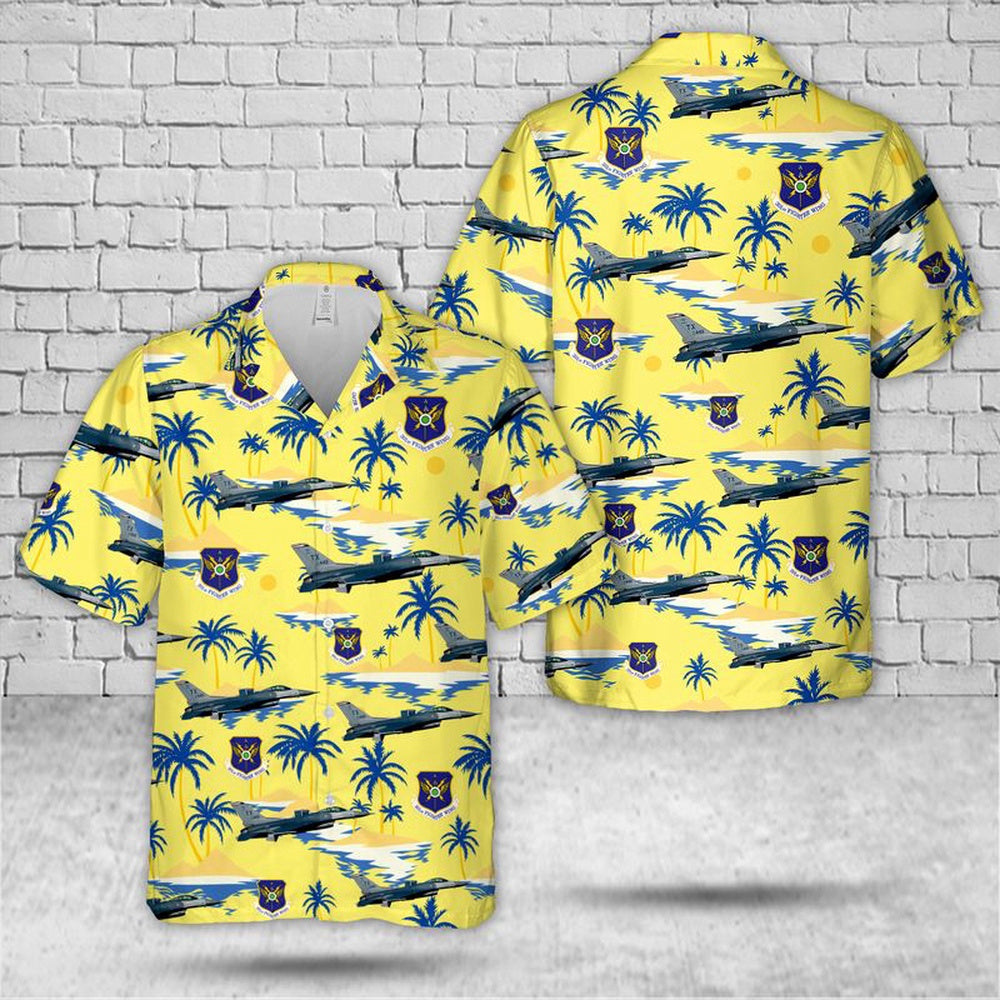 Air Force Hawaiian Shirt, US Air Force F-16C Fighting Falcon 301st Fighter Wing (301 FW) Hawaiian Shirt, Airplane Hawaiian Shirt