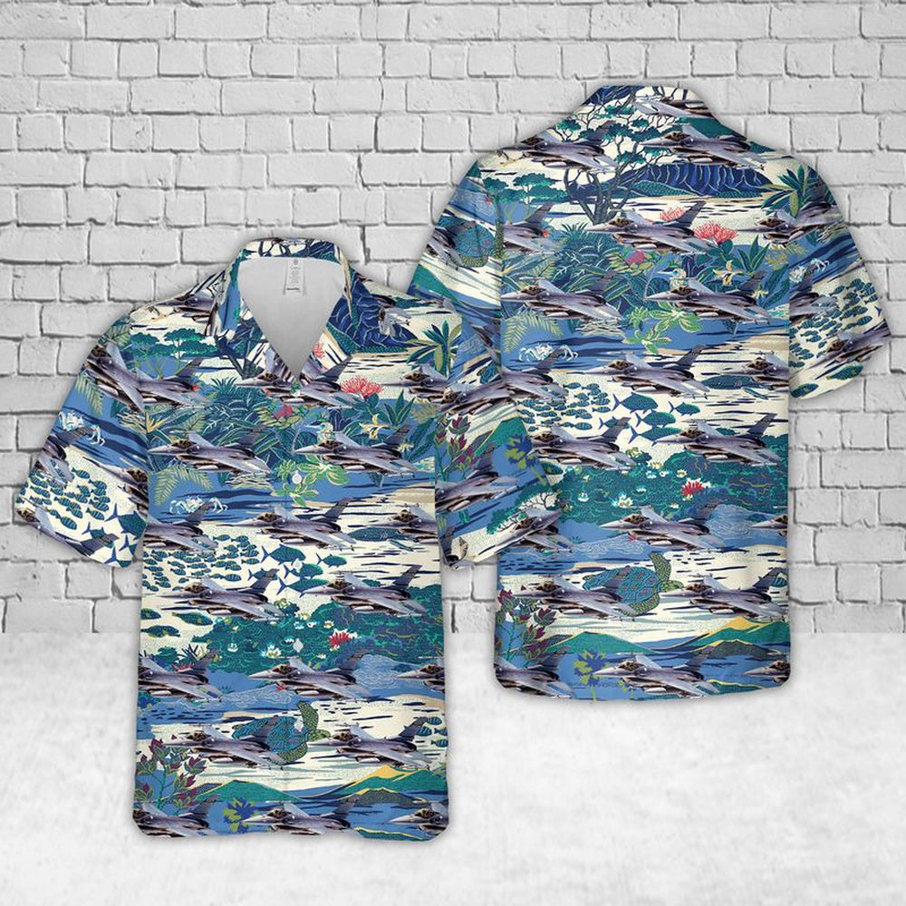 Air Force Hawaiian Shirt, US Air Force F-16C Fighting Falcon South Carolina Air National Guard Hawaiian Shirt, Airplane Hawaiian Shirt