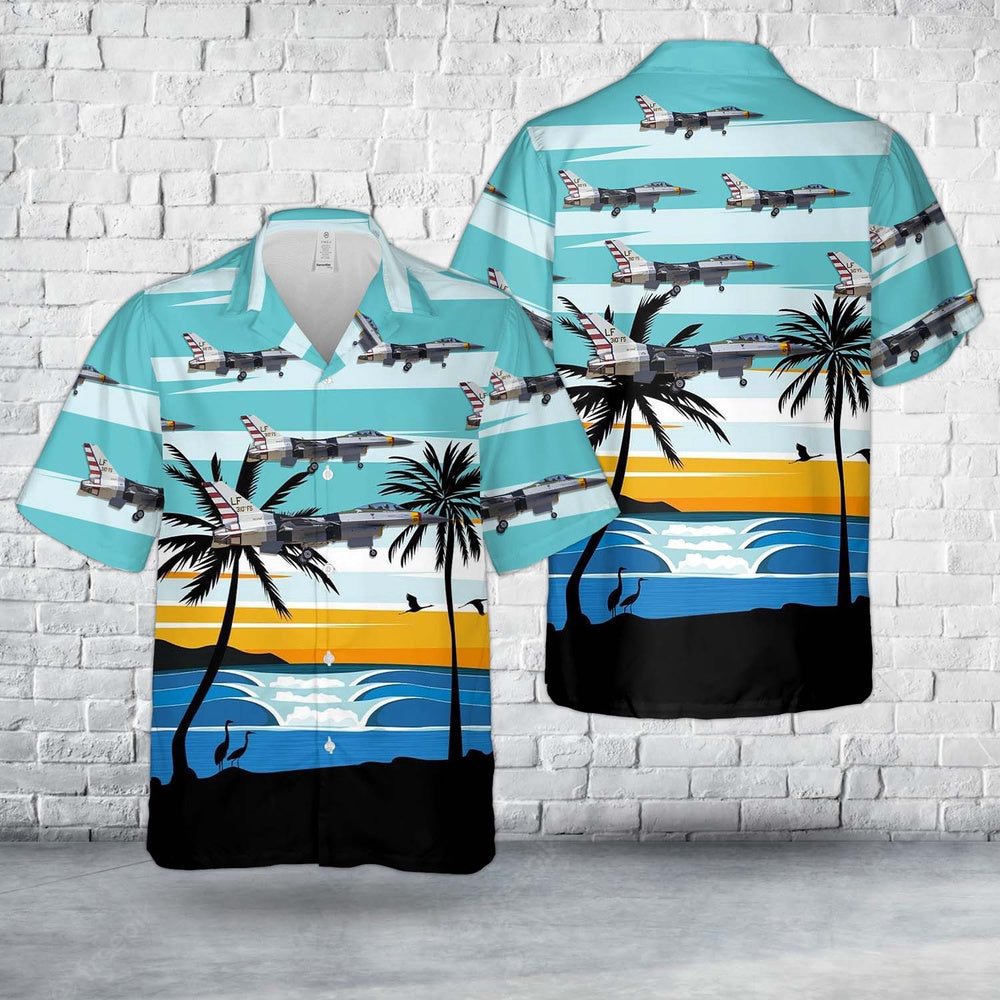 Air Force Hawaiian Shirt, US Air Force F-16 Fighting Falcon 310th Fighter Squadron Hawaiian Shirt, Airplane Hawaiian Shirt, Military Aloha Shirts