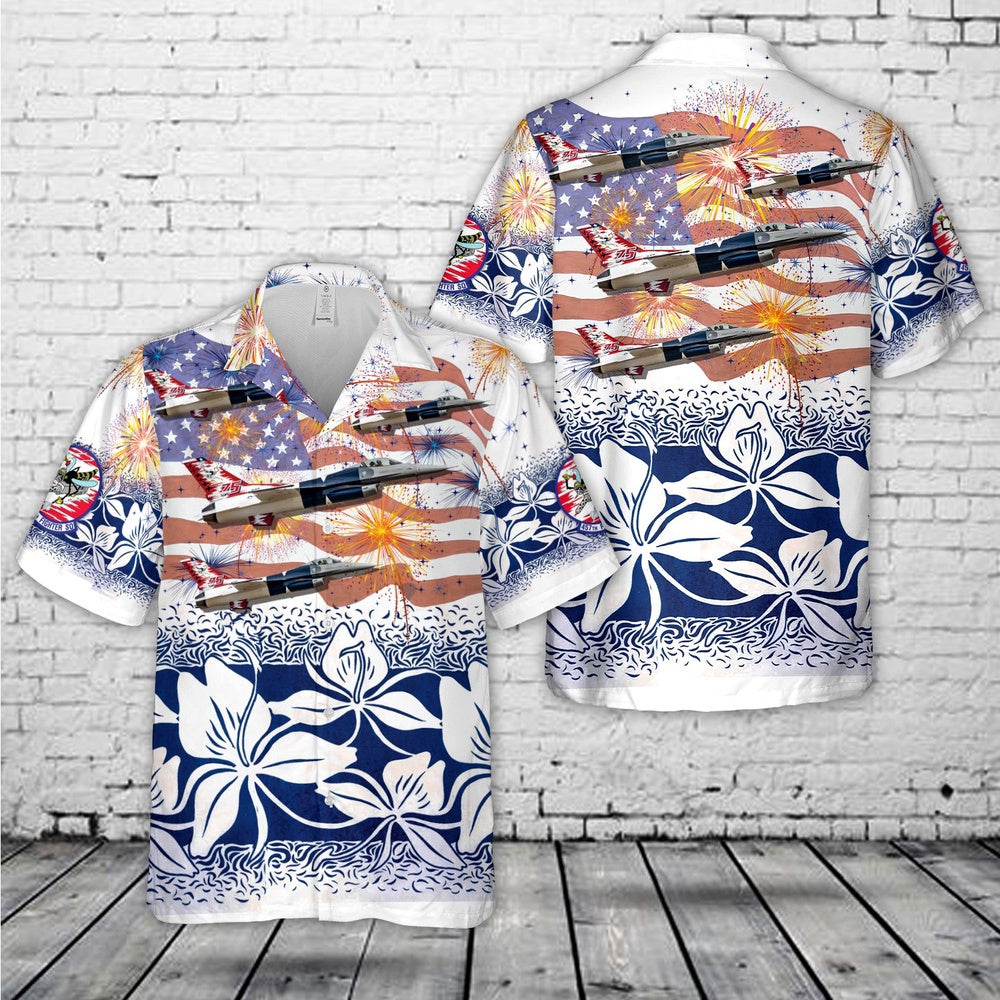 Air Force Hawaiian Shirt, US Air Force F-16 Fighting Falcon 457th Fighter Squadron, 4th Of July Hawaiian Shirt, Airplane Hawaiian Shirt