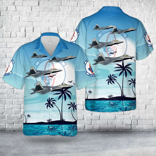 Air Force Hawaiian Shirt, US Air Force F-22 Raptors Of 94th Fighter Squadron Hawaiian Shirt, Airplane Hawaiian Shirt, Military Aloha Shirts