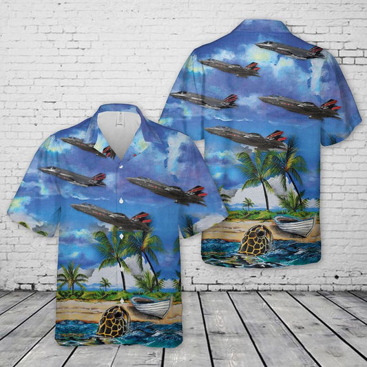 Air Force Hawaiian Shirt, US Air Force F-35A Lightning II AF-01 Hawaiian Shirt, Airplane Hawaiian Shirt, Military Aloha Shirts