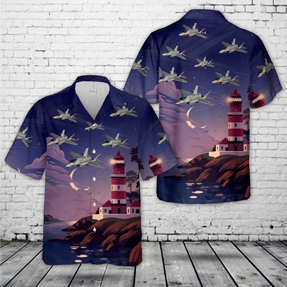 Air Force Hawaiian Shirt, US Air Force F-35A Lightning II Joint Strike Fighter 58th Fighter Squadron, 33rd Fighter Wing Hawaiian Shirt