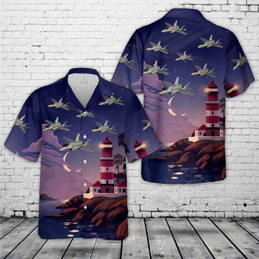 Air Force Hawaiian Shirt, US Air Force F-35A Lightning II Joint Strike Fighter 58th Fighter Squadron, 33rd Fighter Wing Hawaiian Shirt