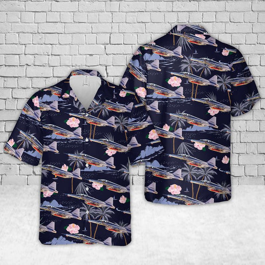 Air Force Hawaiian Shirt, US Air Force F-5F with AIM-9J Sidewinder, AGM-65 Maverick Hawaiian Shirt, Airplane Hawaiian Shirt, Military Aloha Shirts