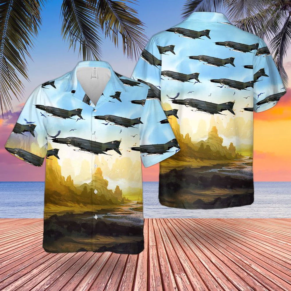 Air Force Hawaiian Shirt, US Air Force F4G Wild Weasel Hawaiian Shirt, Airplane Hawaiian Shirt, Military Aloha Shirts