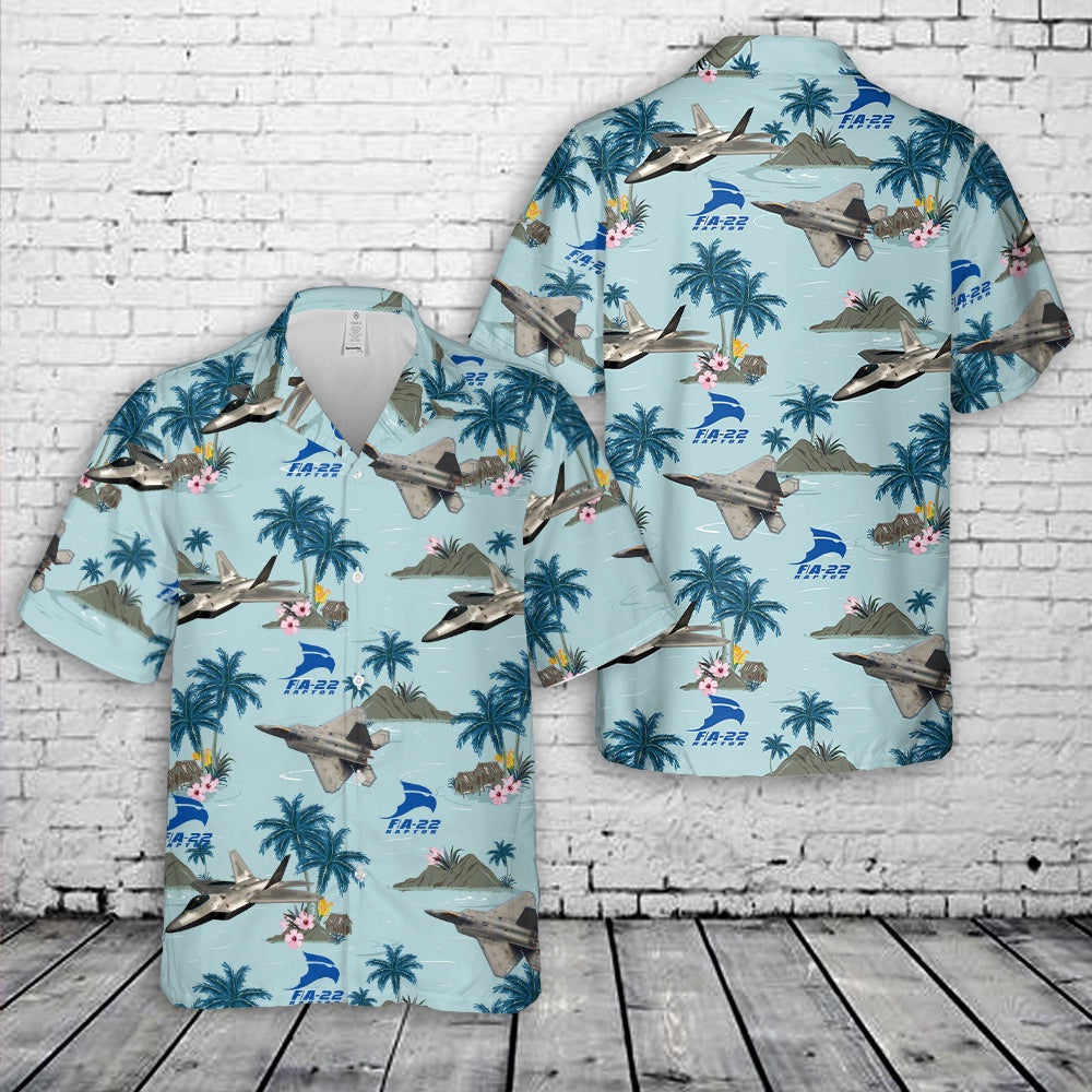 Air Force Hawaiian Shirt, US Air Force FA-22 Raptor Military Fighter Jet Hawaiian Shirt, Airplane Hawaiian Shirt, Military Aloha Shirts