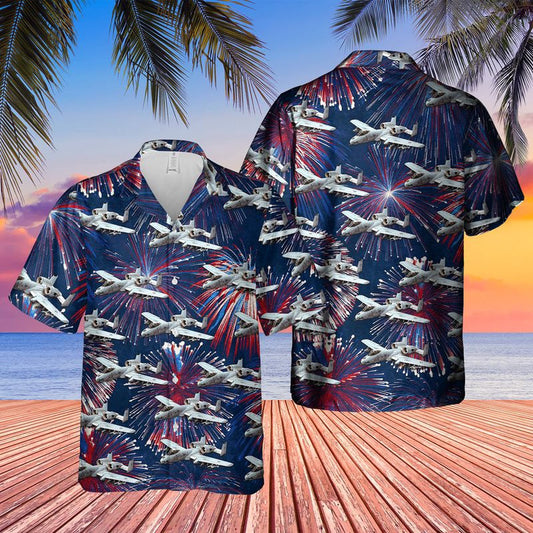 Air Force Hawaiian Shirt, US Air Force Fairchild Republic A-10 Thunderbolt II 4th of July Hawaiian Shirt, Airplane Hawaiian Shirt
