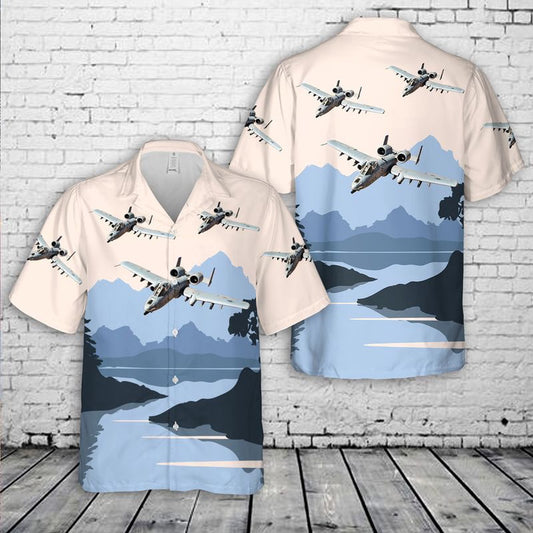 Air Force Hawaiian Shirt, US Air Force Fairchild Republic A-10 Thunderbolt II Of The 74th Fighter Squadron Hawaiian Shirt, Airplane Hawaiian Shirt