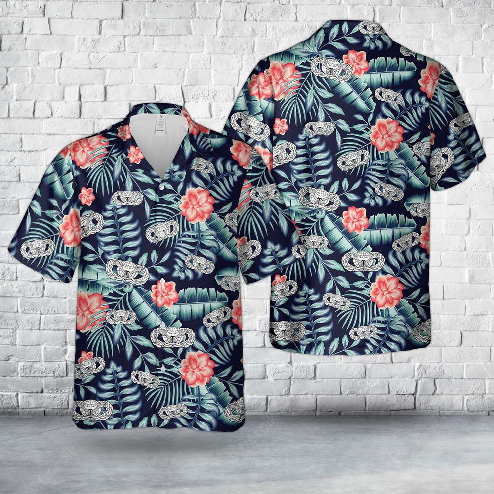Air Force Hawaiian Shirt, US Air Force Force Protection Badge Hawaiian Shirt, Airplane Hawaiian Shirt, Military Aloha Shirts