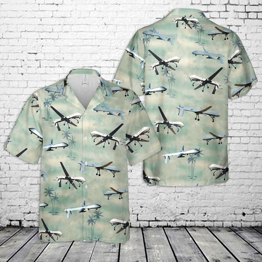Air Force Hawaiian Shirt, US Air Force General Atomics MQ-1 Predator Hawaiian Shirt, Airplane Hawaiian Shirt, Military Aloha Shirts