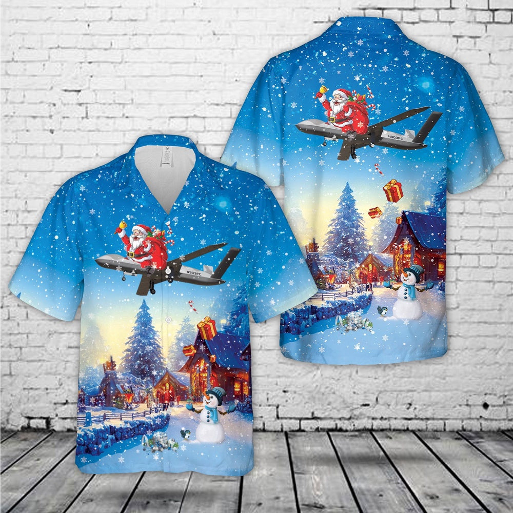 Air Force Hawaiian Shirt, US Air Force General Atomics MQ-20 Avenger Skyborg Christmas Hawaiian Shirt, Airplane Hawaiian Shirt, Military Aloha Shirts