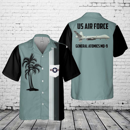 Air Force Hawaiian Shirt, US Air Force General Atomics MQ-9 Reaper Pocket Hawaiian Shirt, Airplane Hawaiian Shirt, Military Aloha Shirts